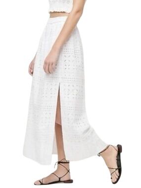 NWT J.Crew | sz 2 | Linen blend side slit eyelet maxi skirt in white